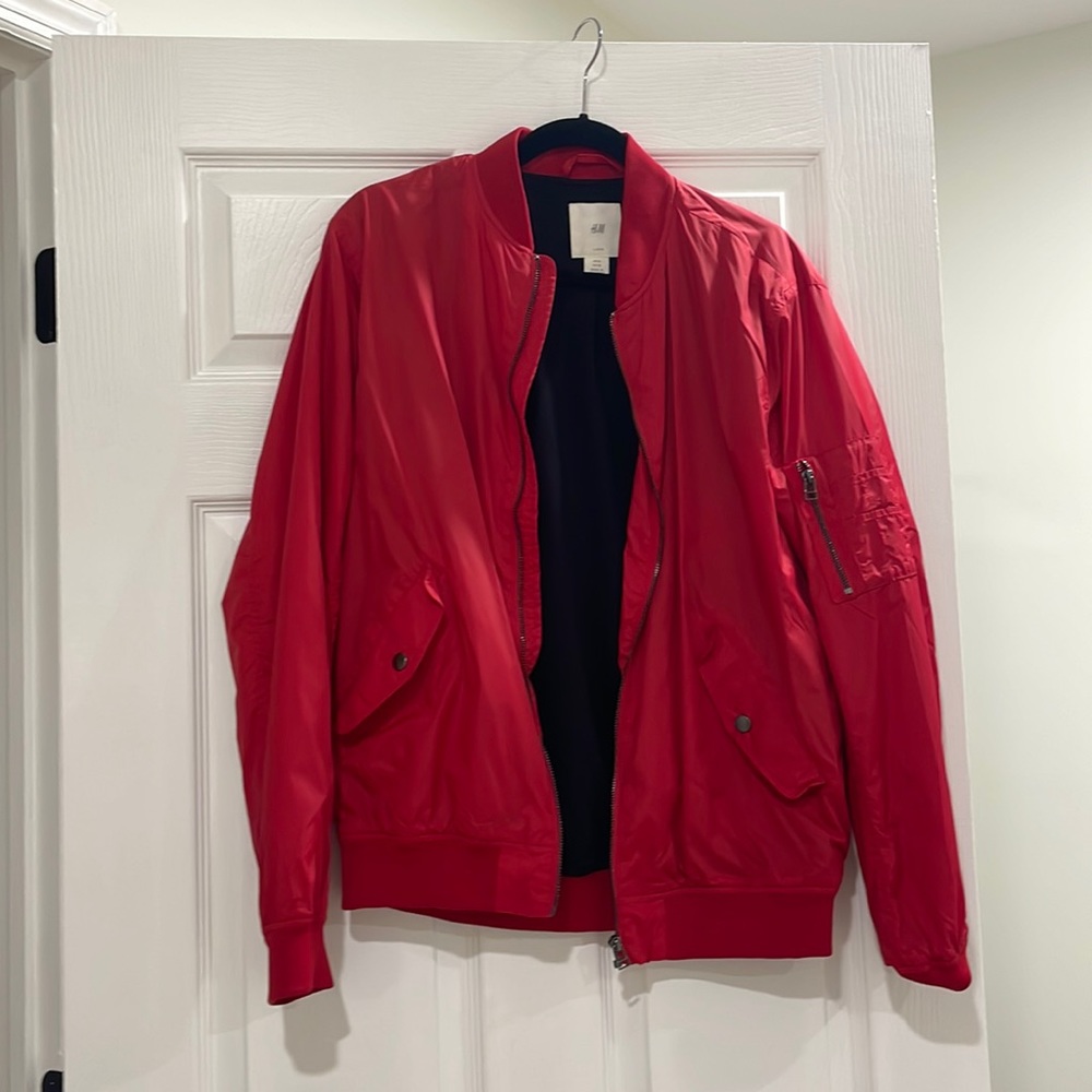 Red bomber jacket